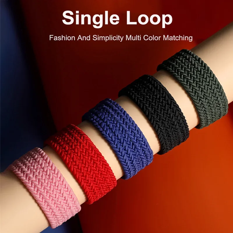 Correa de reloj de 20mm y 22mm, banda elástica de nailon para Amazfit GTS 2 Bip S U Lite, pulsera GTR de 42mm y 47mm, Solo Loop Pace Stratos 3