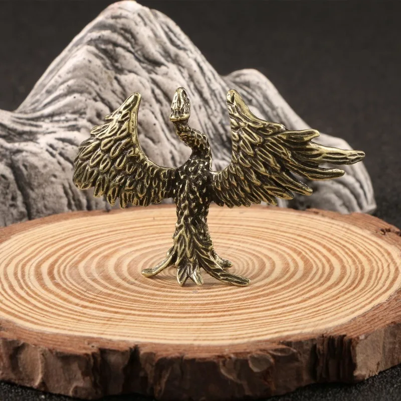 Ancient Bronze Mini Dragon Statue - Mythical Winged Wyvern Decor Handmade Patina Tea Pet Vintage Desk Sculpture