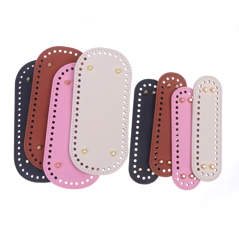 22*10cm Handmade Oval Bottom For Knitted Bag PU Leather Wear-Resistant Accessories Bottom With Holes Diy Crochet Bag Bottom