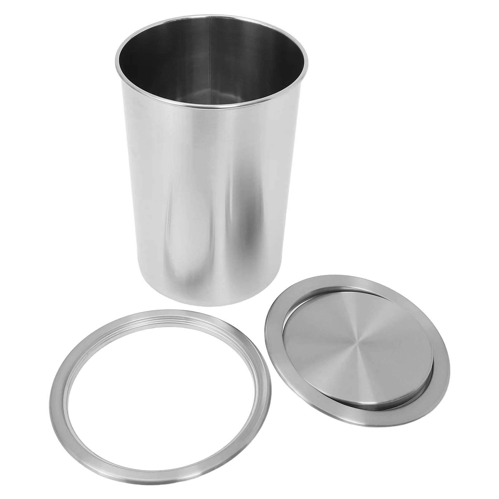 

1Set Kitchen Embedded Trash Can Stainless Steel Counter Embedded Bins Swing Lid Countertop Built in Wastebasket