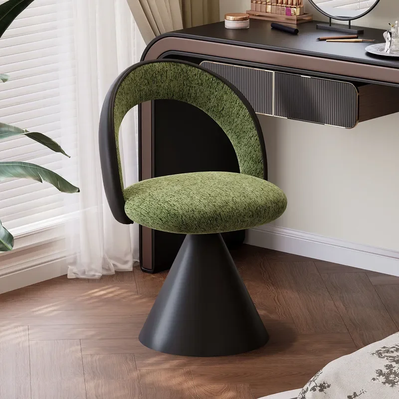 for Retro Style Wooden Base Rotatable Dressing Stool for Master Bedroom Vanity Beauty Salon Commercial Manicure Chair