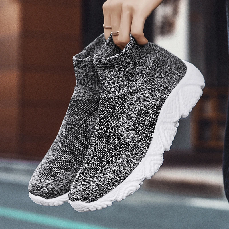 

HKDQ Couple High Top Sneakers Slip on Walking Shoes Men Women Lightweight Comfortable Classic Non Slip Black Sport Shoes for Man