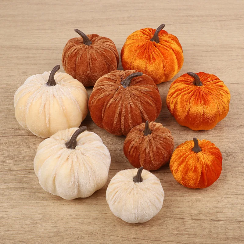 9Pcs Artificial Pumpkin Decor Desktop Pumpkin Ornament Autumn Fall Thanksgiving Harvest Festival Halloween Decoration