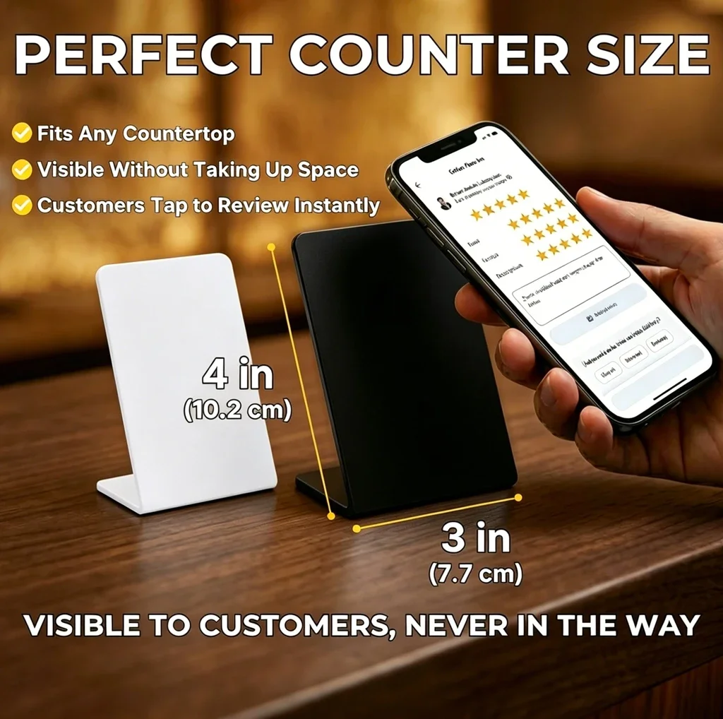 13.56MHz NFC215 Chip Blank Tags (White/Black) - 504Bytes - Patternless for Social Media, Google Review RFID Stand Display