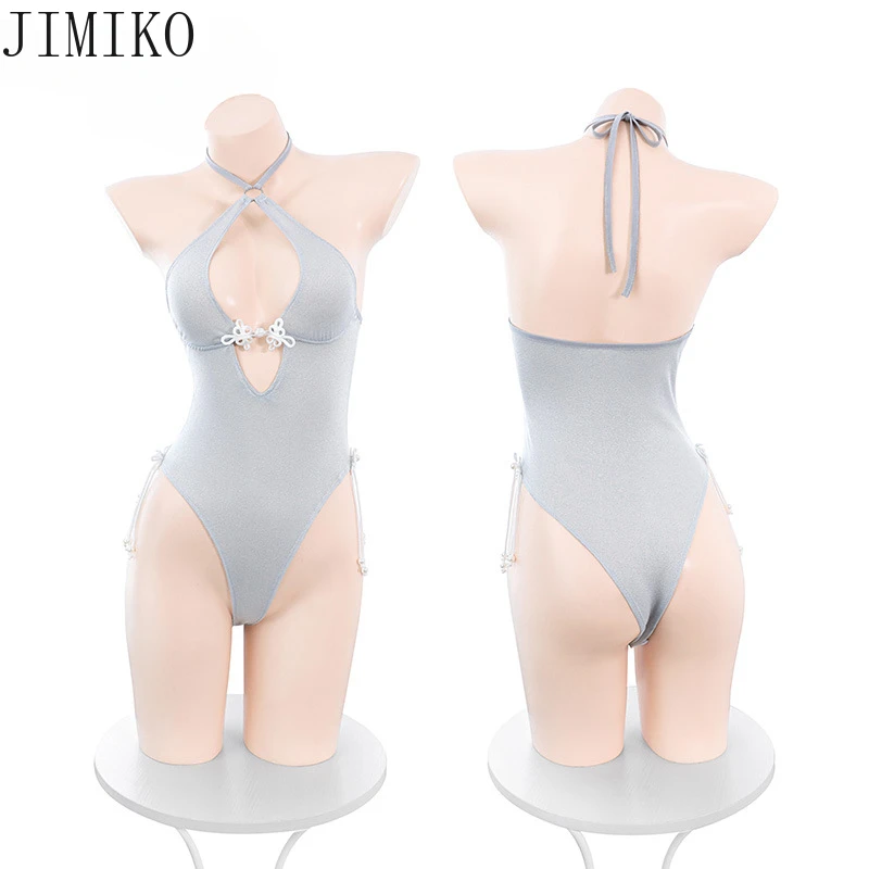 Women's Sexy Micro Anime Bikini Halter Thong One-Piece Teddy Leotard Lolita Jumpsuit Japanese Cosplay Lingerie Babydoll Bodysuit