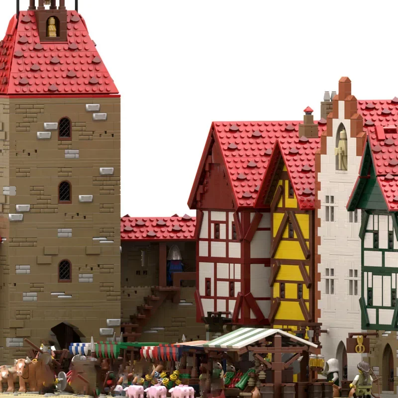 Moc blocos de construção arquitetura medieval modelo cidade centro comercial blocos de construção modulares presente brinquedos das crianças diy conjunto montagem