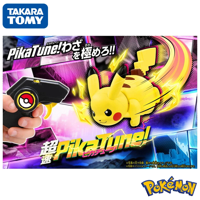 Original TAKARA TOMY Pokemon Super Fast PikaTune Pikachu Remote Control Car Boy Toys Christmas Gift Anime Rc Drift Car Kids Toys