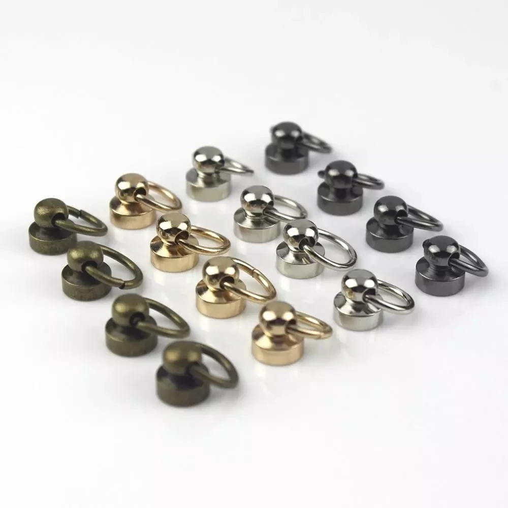 10pcs Metal Ball Post With O Ring Studs Rivets Screwback Round Head Spots Spikes Leather Craft phone case decor Accessories