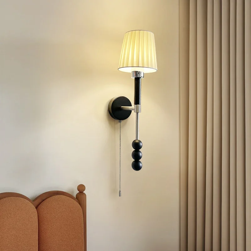 Aisle Pull Rope Switch Wall Lamp Led Background Hotel Study Corridor Small Wall Lamp Nordic Minimalist Bedroom Bedside Wall Lamp