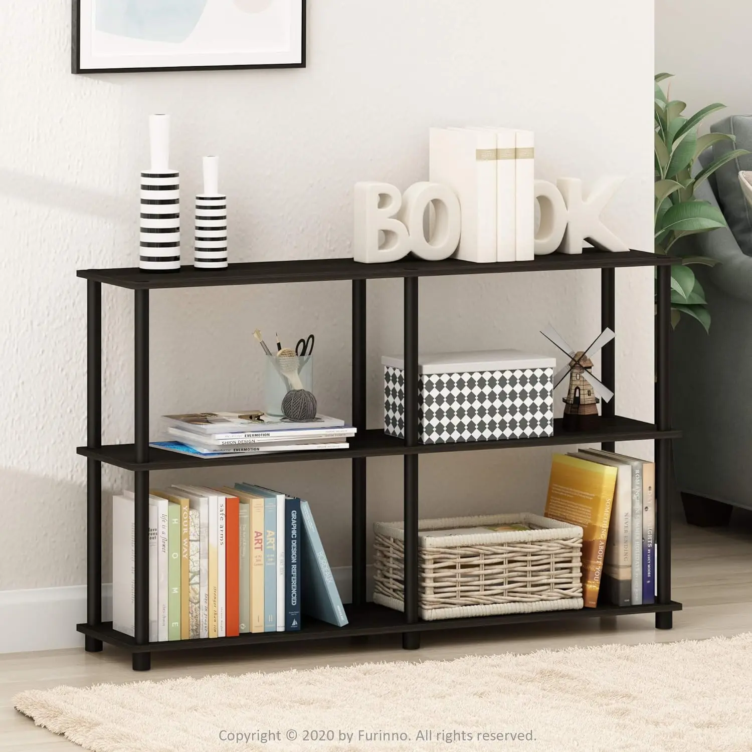  Turn-N-Tube 3-Tier Double Size Storage Display Rack Espresso/Black Plastic Pole 2 x 2