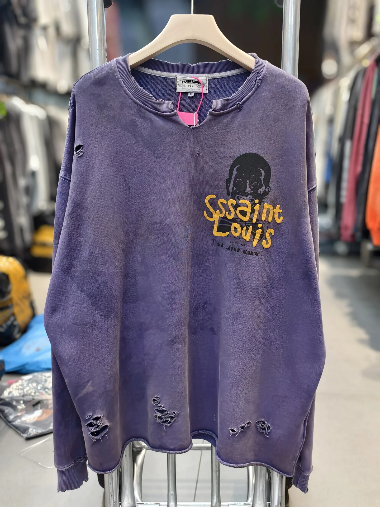 

Свитшот Saint Louis Faded Night Purple Smiling Vintage American High Street с длинными рукавами и круглым вырезом