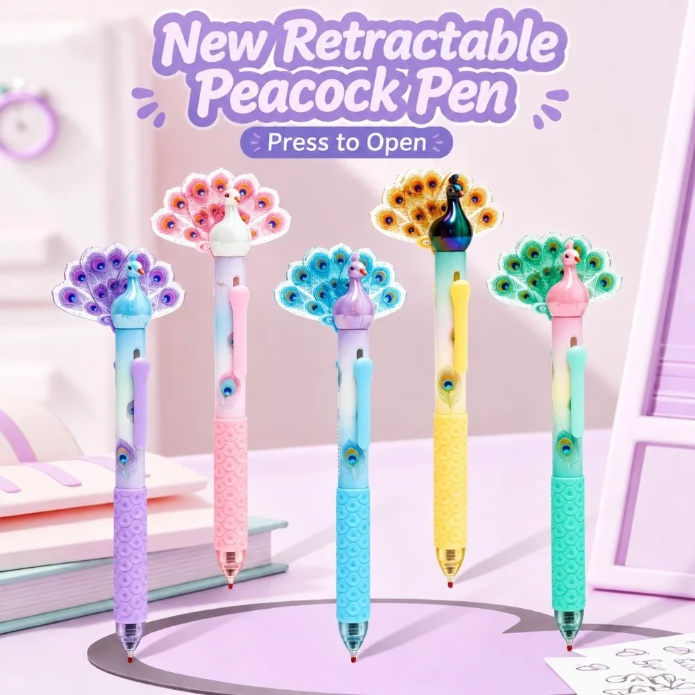 Peacock Spread Tail Gel Pen Smooth Writing Comfort Grip Writing Pen Quick Dry Ink Black Ink Pen Neutral Pen School Supplies