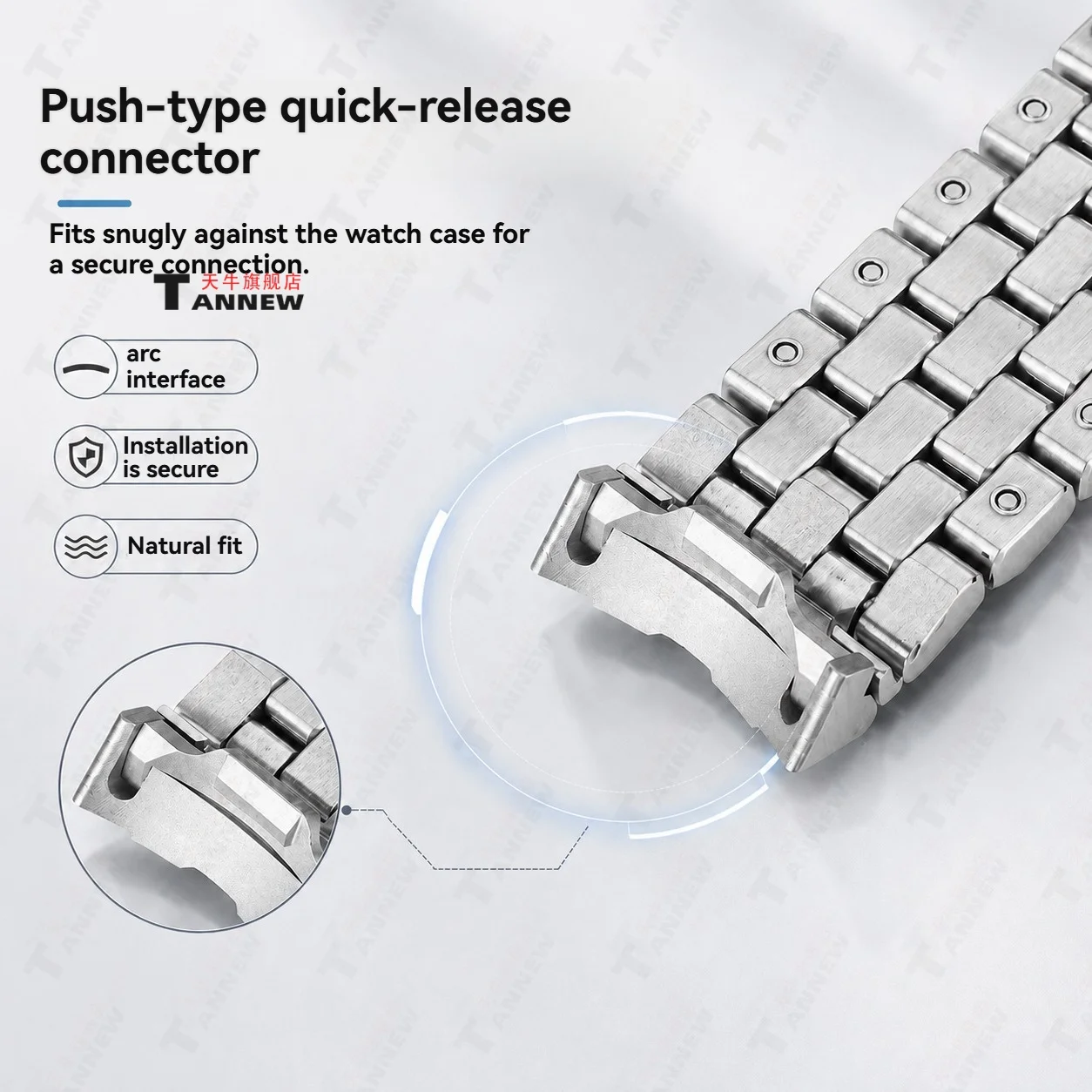 Compatible with IWC Pilot 377714 Mark XX Mark XVIII 20/21mm Stainless Steel Bracelet Curved End Solid Watch Band Replacement