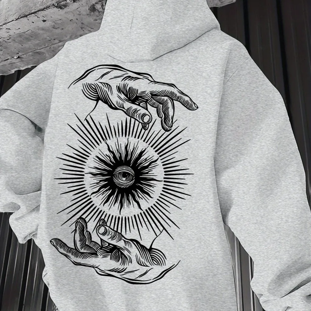 Fashionable Men's Autumn Future Eye Printed Comfortable Soft Hoodie Outdoor City Multi functional Top