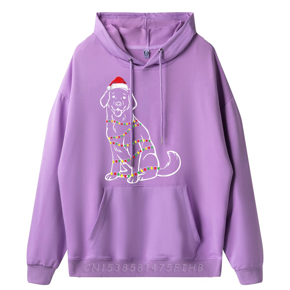 Golden Retriever Christmas Tree Lights X-Mas Cute Dog Puppy Graphic Sweatshirts Men Spring Sweater New In Sweatshirts