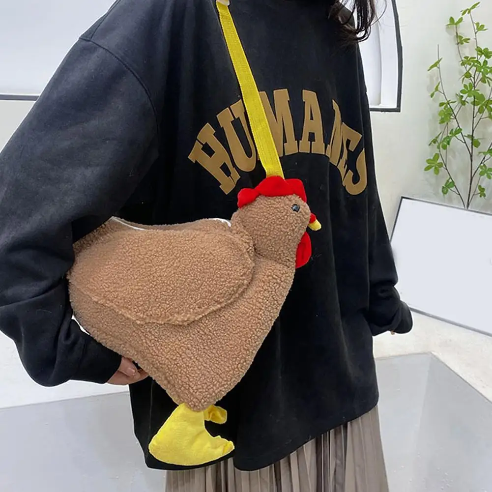 Cute Plush Chicken Bag For Girls Birthday Gifts Shoulder New Large Capacity Crossbody Stuffed Dolls Creative Handbags Bags