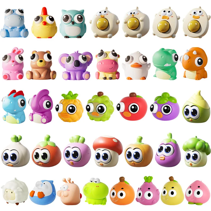 Eye-Popping Squeeze Toy Stress Relief Squishy Fidget Sensory Bouncing Toys Squeezable Staring Eyeball Fruit Animals Kid Gift