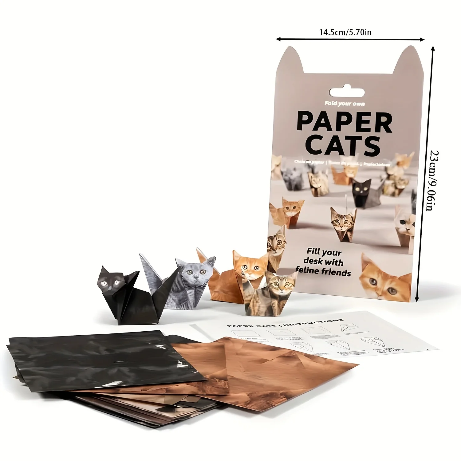 ชุดงานประดิษฐ์กระดาษโอริกามิ 3 มิติ รูปแมวและสุนัข 1 ชุด - พับแบบทำเองอย่างค่อยเป็นค่อยไป ชิ้นส่วนที่ตัดสำเร็จเหมาะสำหรับผู้เริ่มต้น