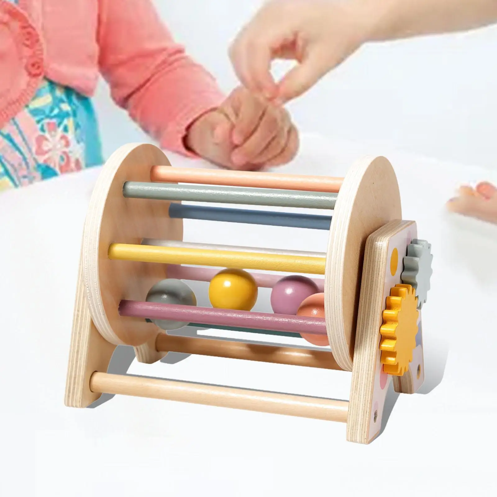 

Rolling Drum Toy Early Educational Toy Montessori Ball Cylinder Rolling Drum Wooden Rattle Rolling Toy for Baby Boys Girls Kids