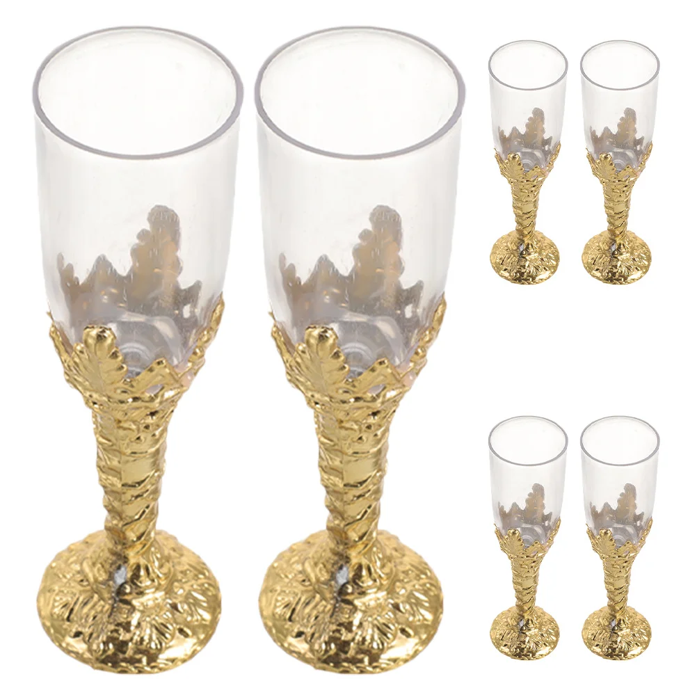 

6Pcs Plastic Goblets Anti-Break Small Wine Cups Elegant Chalice Party Cups Vintage Style Decorative Reusable Drinkware