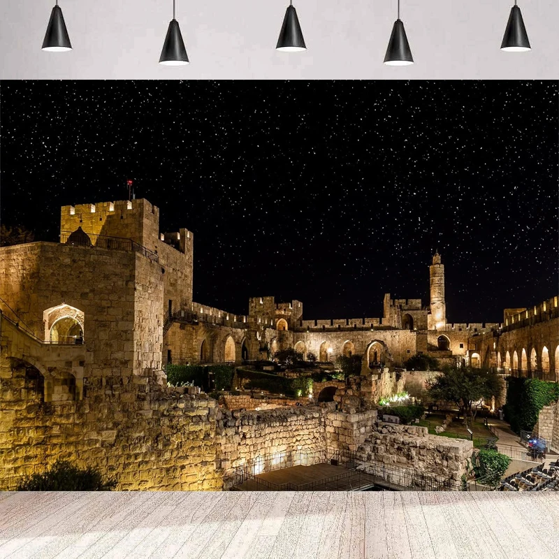 

Фон для фотосъемки с изображением старого города, Тьмы ночью, Израиля, башни Давида, древние руины, двора, настенный баннер, плакат