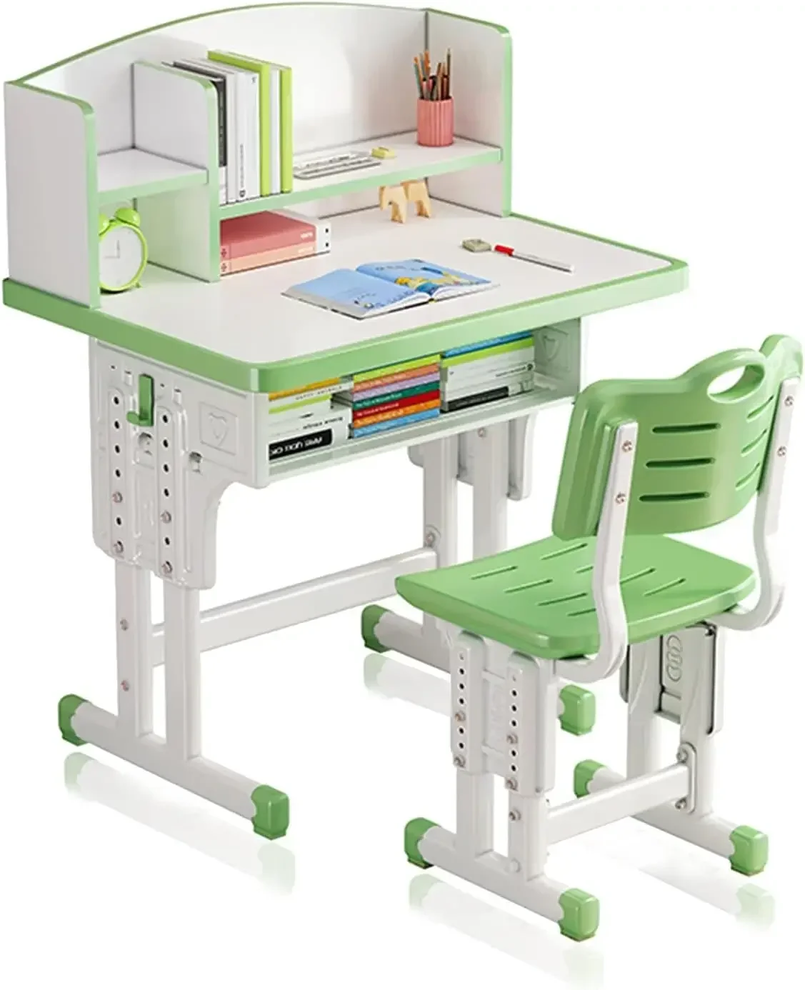 Chair Sets, Kids' Desks Chair, Height Adjustable Ergonomic Children Study Desk Table Computer Workstation with Large