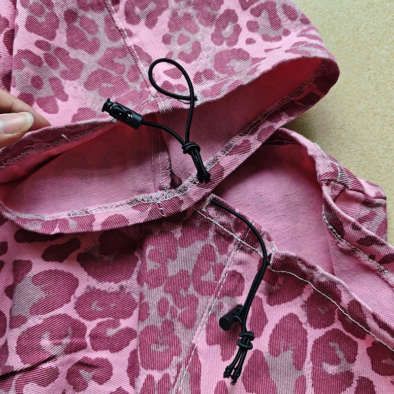 Woman American Streetwear Baggy Y2k Jeans Girls Vintage Harajuku Trousers Female Red Leopard Print Japanese 2000s Wide Leg Pants