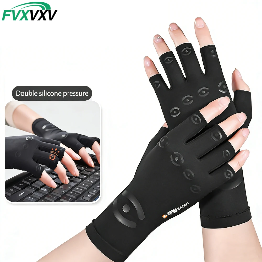 1Pair Arthritis Gloves Fingerless Compression Gloves for Relieve Hand Pain,Tendonitis,Carpal Tunnel for Women  Men to Daily Work