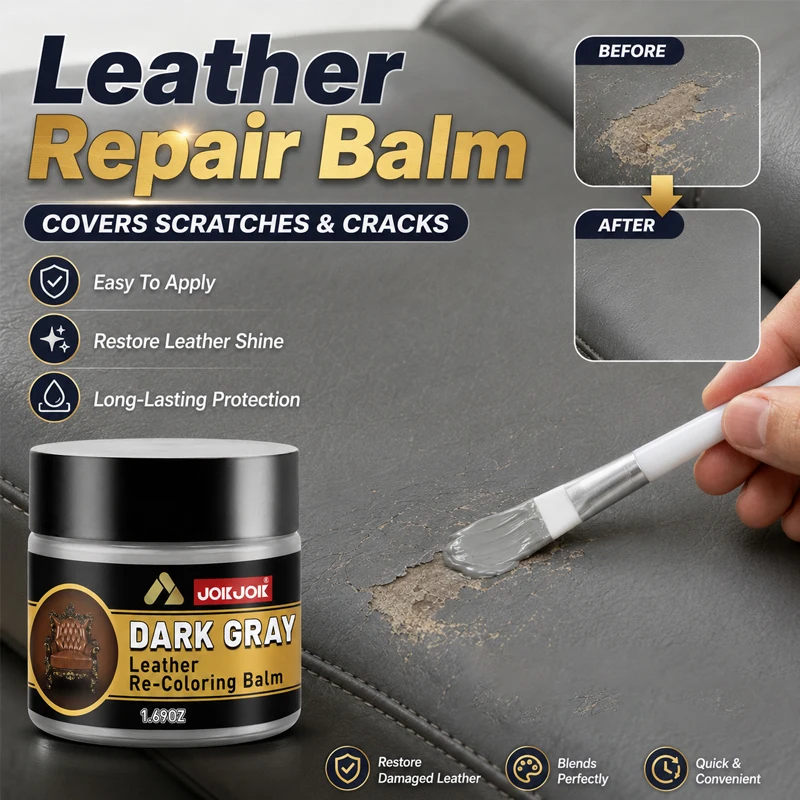 JOKJOK Leather Repair Paste Grey Car Seat Interior Crack Filler For Sofa Shoes Belts Quick Dry Smooth Finish