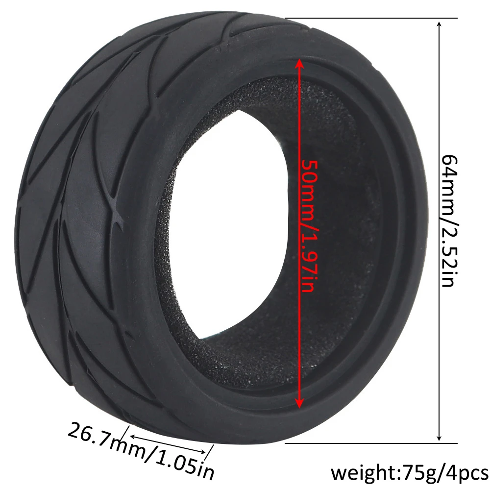 1:10 On-road Car Tires 63-68mm High Grip Rubber Tyre Hot Melt Tire Hsp 94123 Hpi Himoto Fw06 Tt01 Abrasion Resistant Racing Car