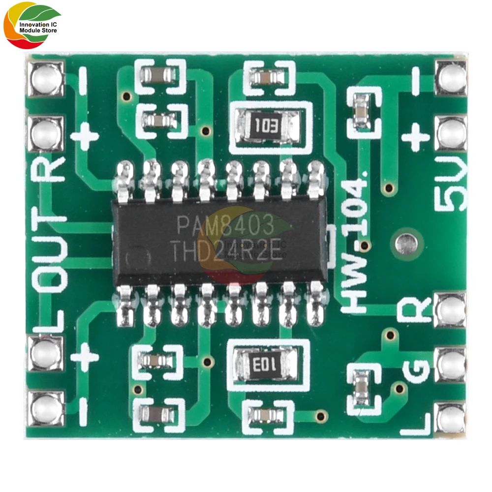 PAM8403 Super mini digital amplifier board 2 * 3W Class D digital amplifier board efficient 2.5 to 5V USB power supply