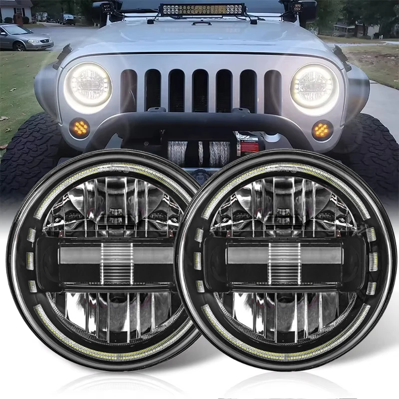 DOT E-mark Approved 7 Inch LED Headlight Round For Jeep Wrangler JK TJ For Hummer H1 H2 For Suzuki Samurai Lada 4x4 urban Niva.