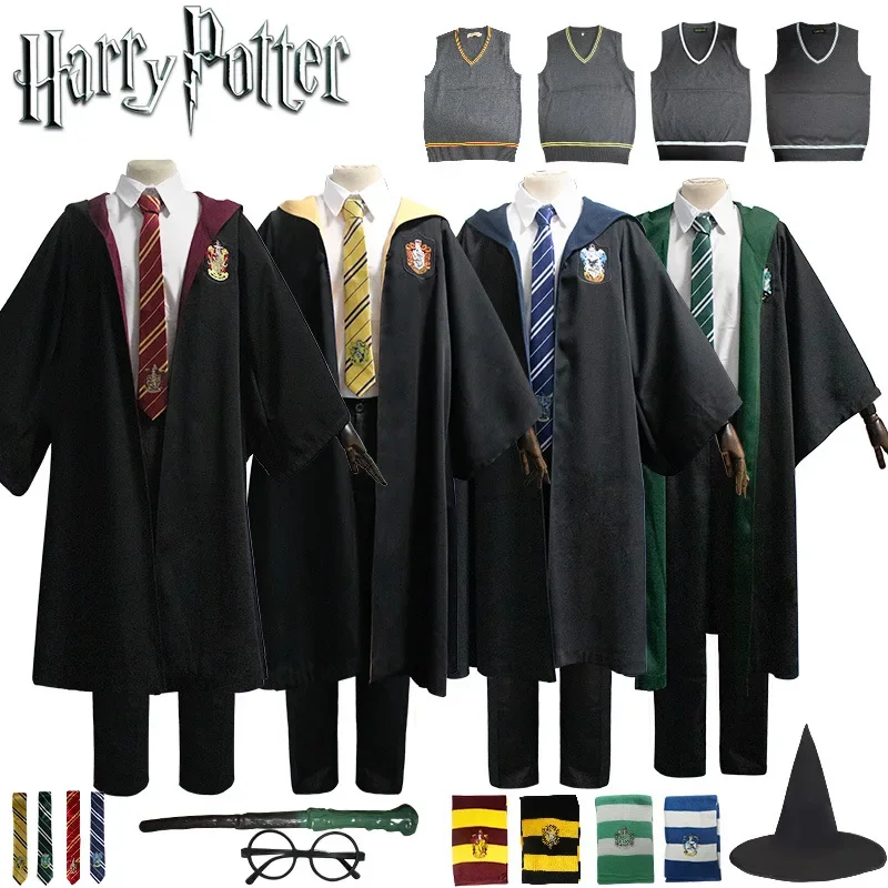 Marfa School Uniform Cosplay Hogwarts Costume Magic Robes Gryffindor Cape Hufflepuff Sweater Slytherin Tie Hermione Skirt