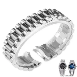 904L Solid Stainless Steel Watch Accessories Band For Rolex DATEJUST DAY-DATE OYSTERPERTUAL DATE Silver Watch Straps 20mm 21mm