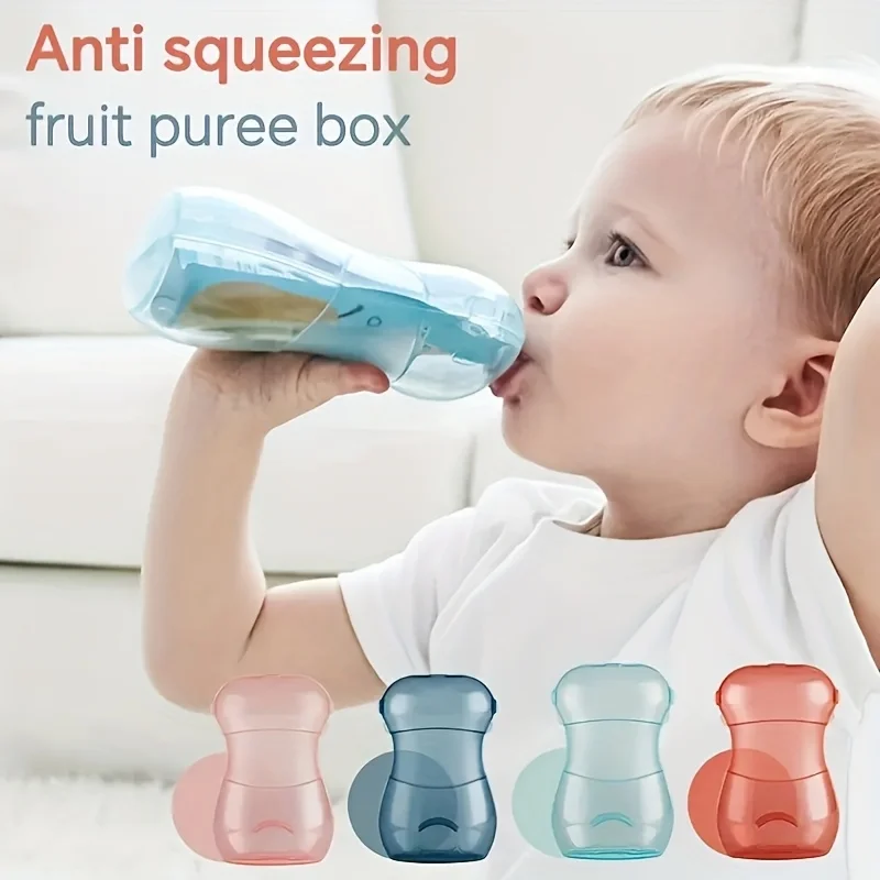 Anti Squeeze Baby Food Pouch Holder Fruit Puree Cup Portable Toddler Feeding Container Mess Free BPA Free Multiple Colors
