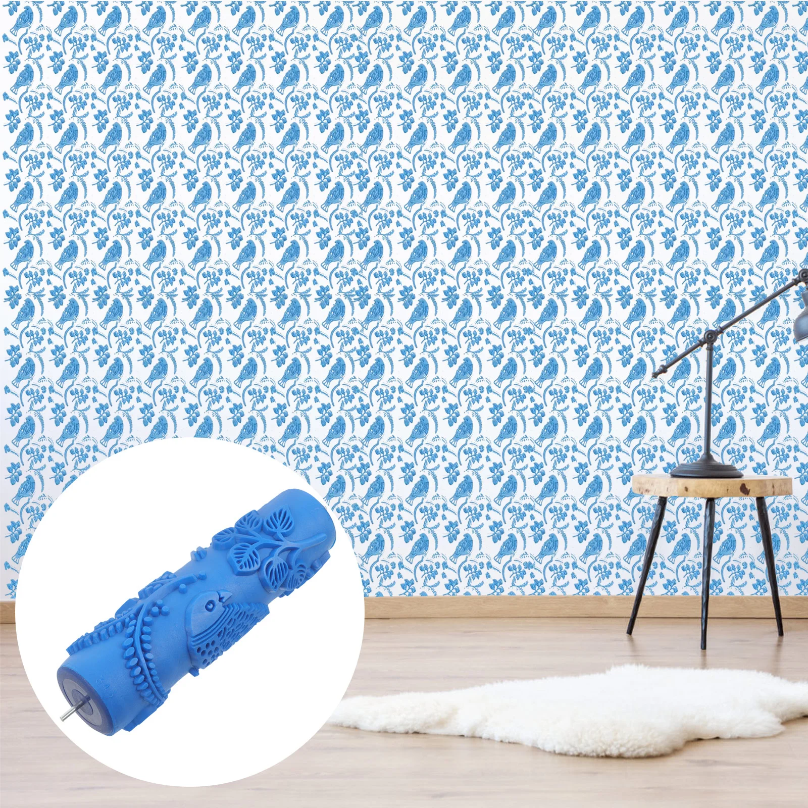 

Wall Painting Roller Grain Textured Decorate Knurled Rubber Embossing Patterned Decorative Decoration