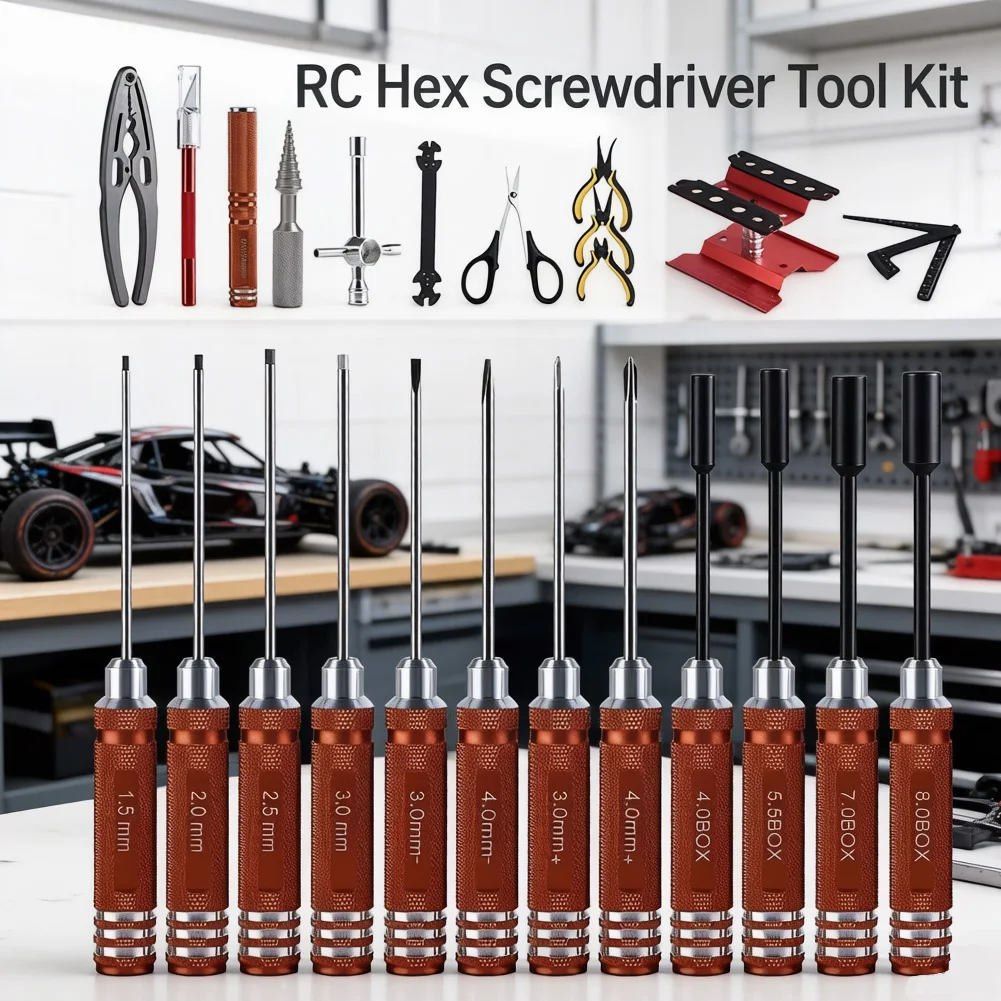 24-in-1 RC Hex-Schraubendreher-Set Sechskant-Nut-Treiber Phillips-Schraubendreher Inbusschlüssel für RC-Auto Drohne Boot Quadcopter Hubschrauber