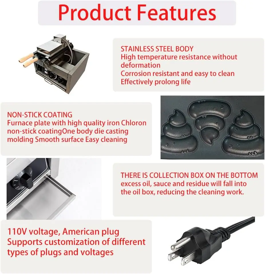 Waffle Maker With Shapes/Snack Machines There are 3 Molds,Stainless Steel Baker