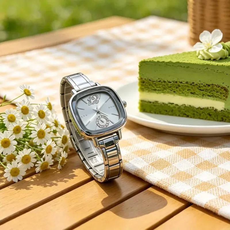 Elegant Ins Style Minimalist Square Modular Watch Rhinestone Number Stainless Steel Strap Unisex Versatile Fashion Wrist watch