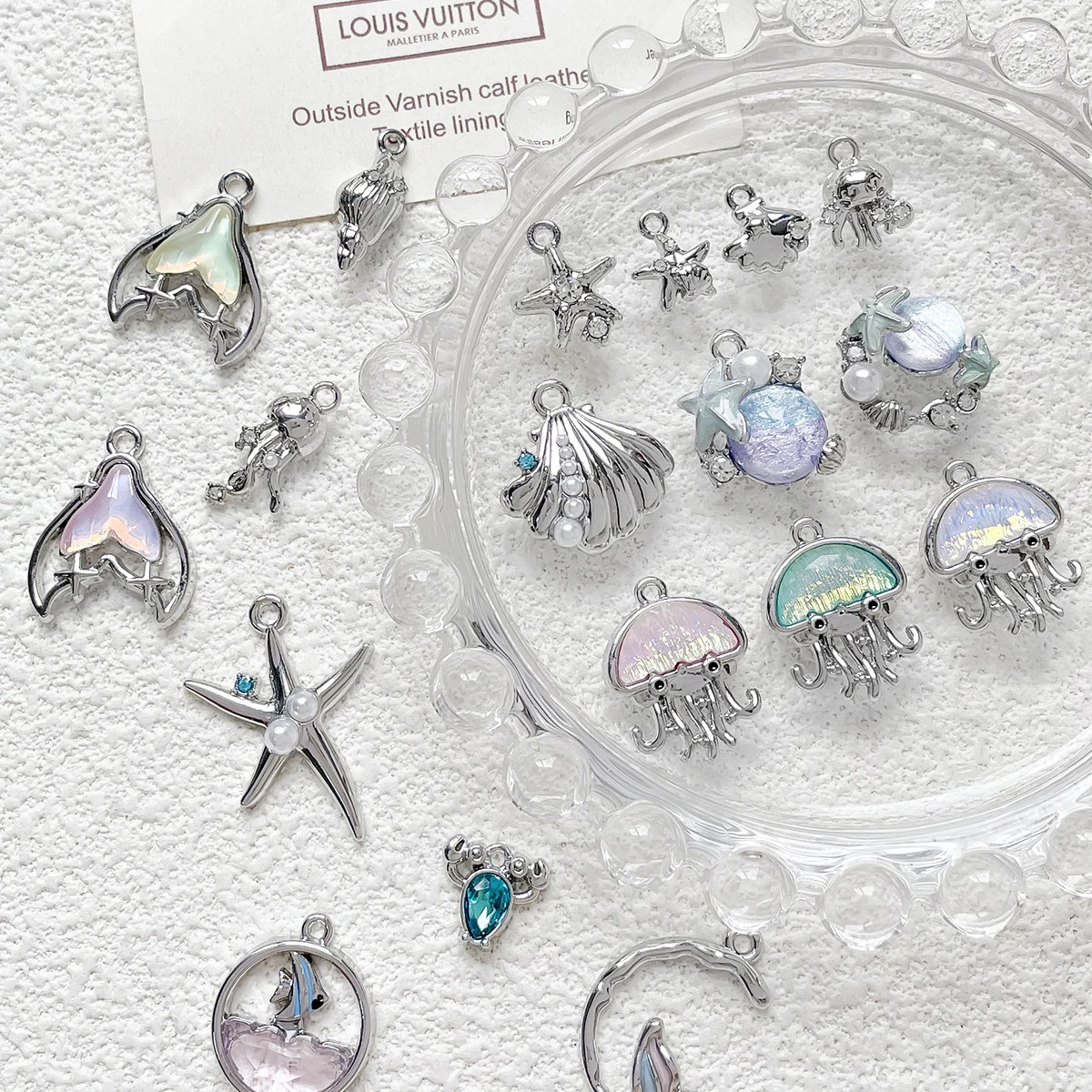 6 sztuk Ins seria Blue Ocean Alloy Shell rozgwiazda delfin wisiorek Diy ręcznie robiona bransoletka naszyjnik akcesoria z koralików Charms
