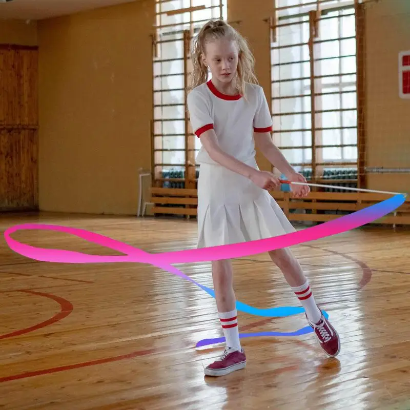 Colorful Gym Dance Ribbon Dance Gym Rhythmic Gymnastics Rod Art Ballet Twirling Stick Training Ribbon Rhythmic Girl Art