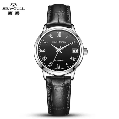 Seagull Simple Ladies' Mechanical Watch ST2130 Automatic Movement Leather Strap Watch 316L Stainless Steel Women's Watches 6042L