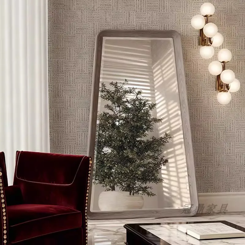 Retro Home Decor Timber Frame Full-Length Mirror Customization High-Definition Explosion-Proof Mirror Surface Dressing Mirror