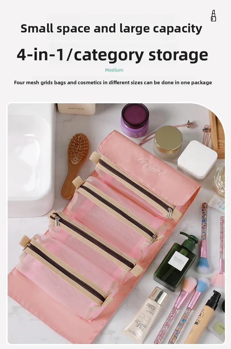 Partition storage expert  Store Cosmetics & Toiletries On the Go Transparent visible storage bag