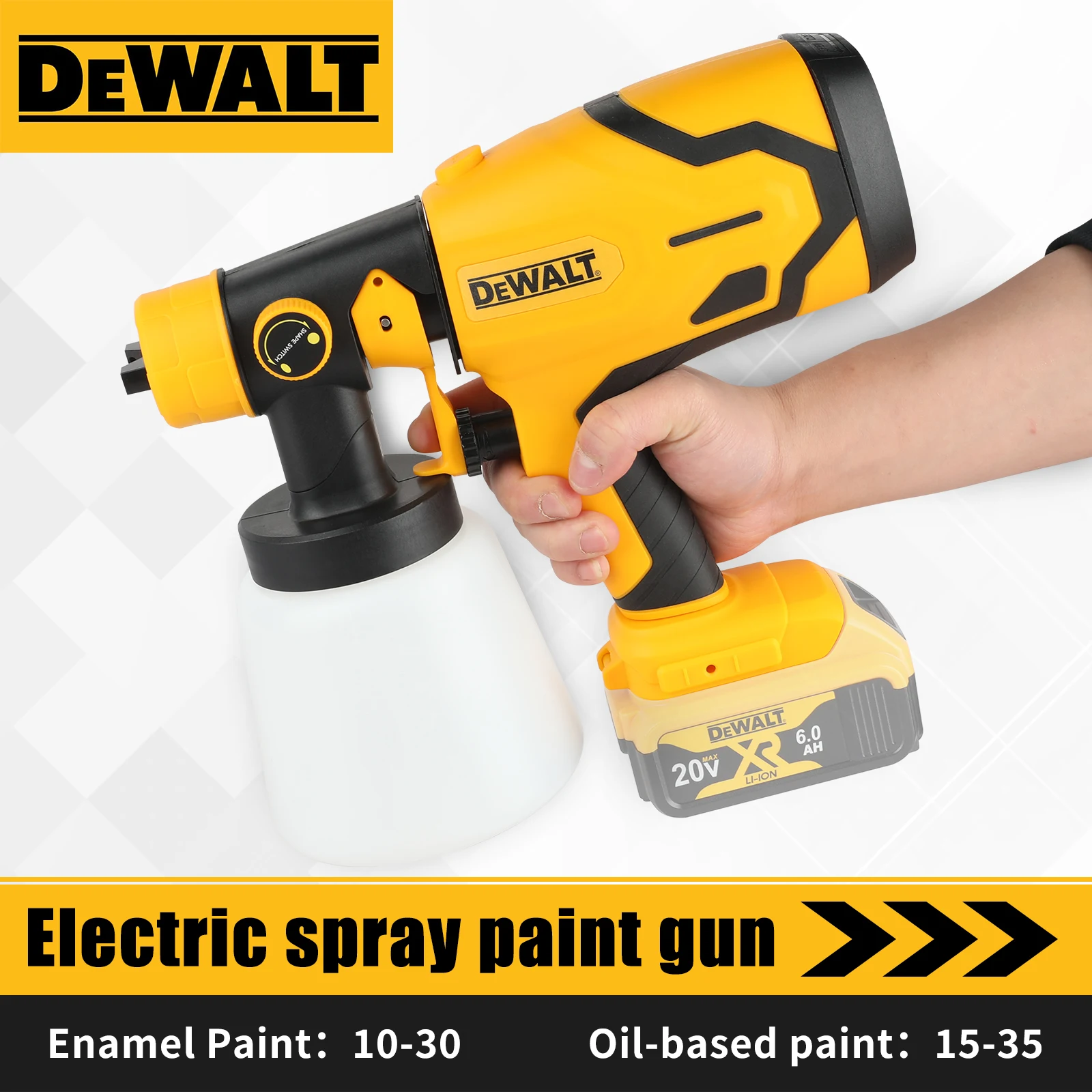 

Электрический распылитель краски DEWALT 1000 мл, беспроводной, для мебели и стальных покрытий, совместим с аккумулятором 20В