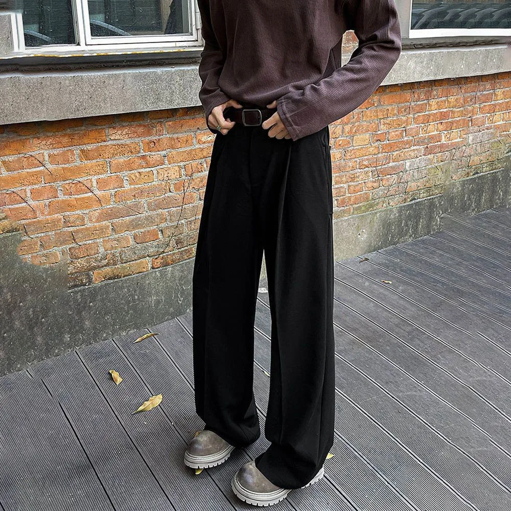 メンズ春ズボン無地デイリードレープカジュアルパンツシンプルなビジネスオールマッチアウトドアストレートパンツ紳士服 2025 新しい