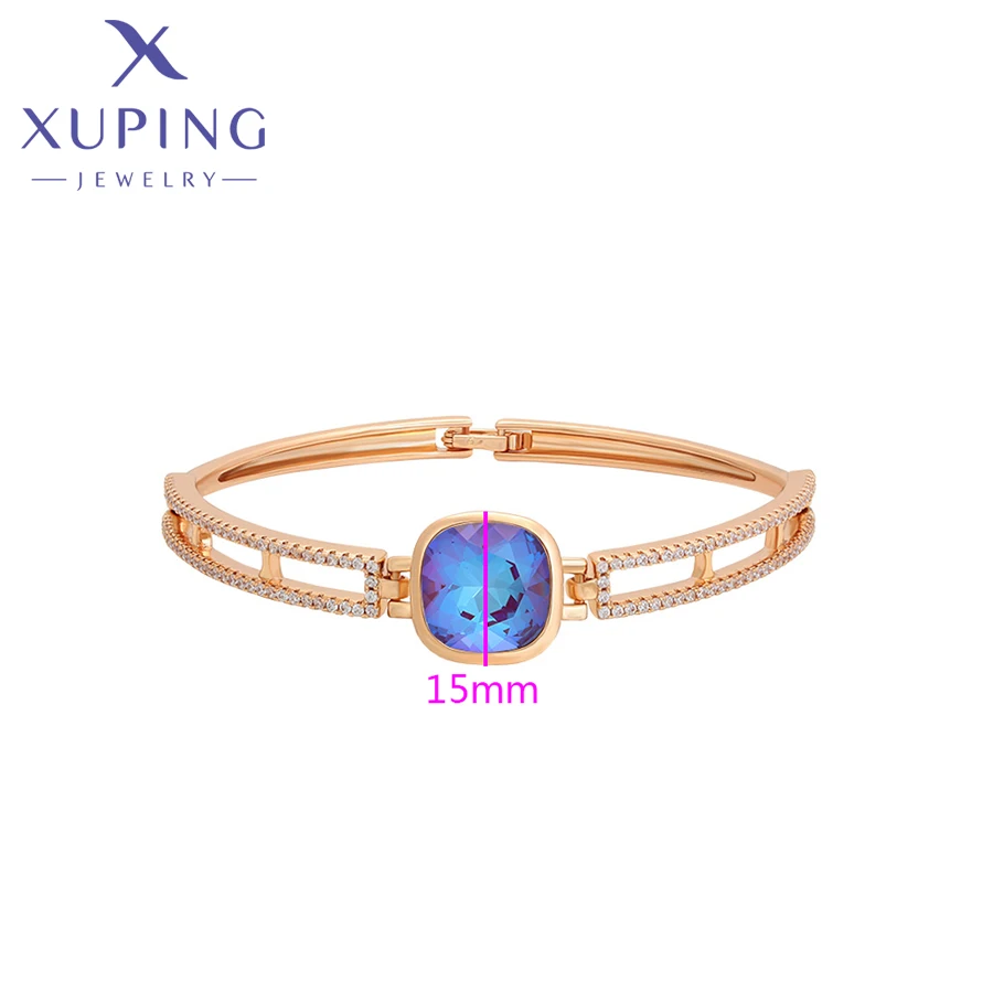 Xuping Jewelry Fashion Square Charm Promotion Gold Plated Crystal Bracelet for Women Gift A00684825