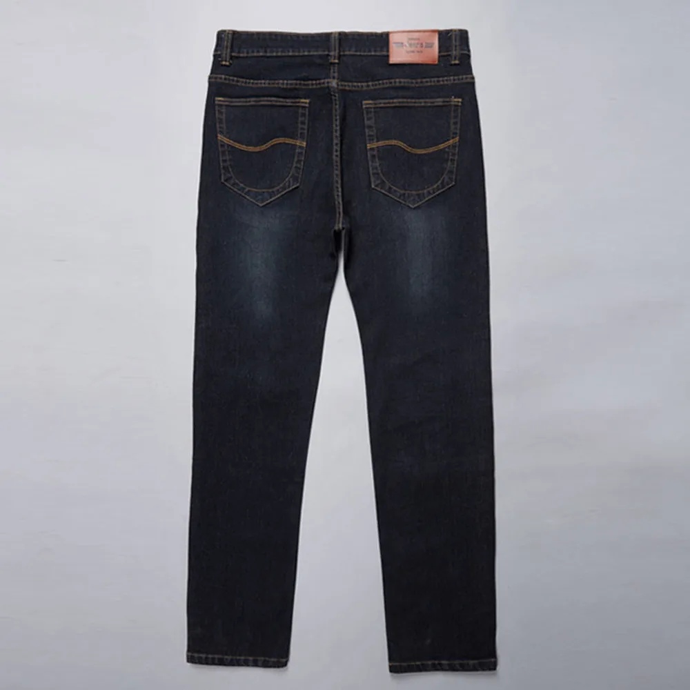Big Size 28-44 Man Jeans High Stretch Straight Long Loose Trousers Fashion Casual Black Blue Denim Male Business Jeanswear Pants