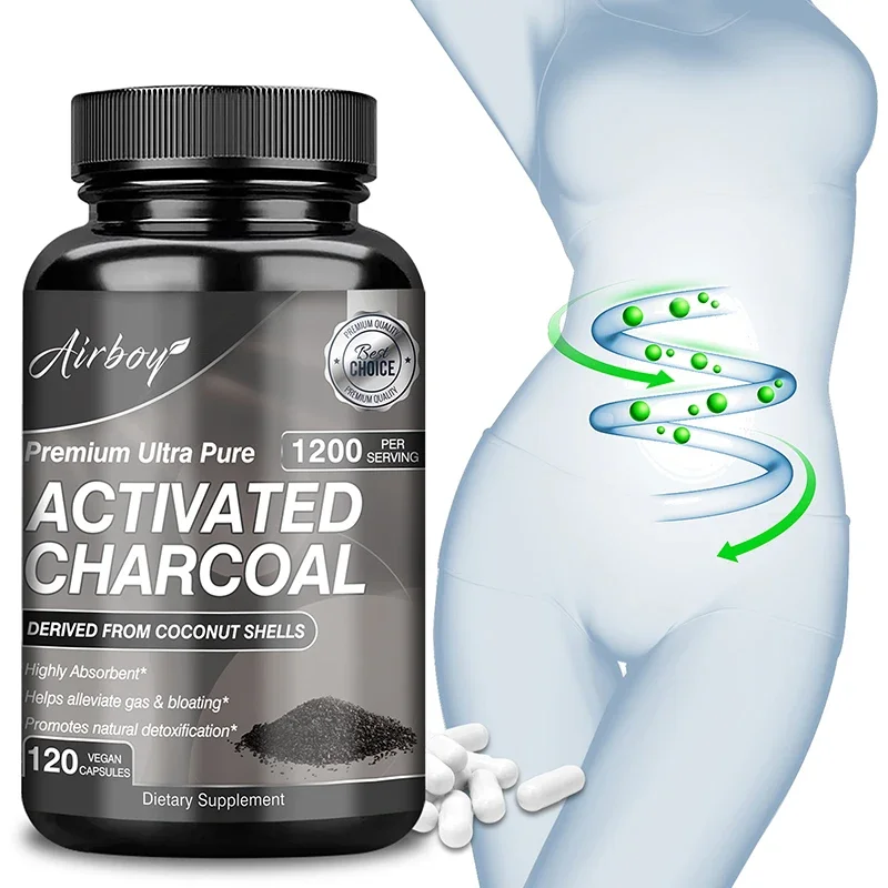 Activated Charcoal - Helps Relieve Gas & Bloating, Detox & Bowel, Digestive Supplement