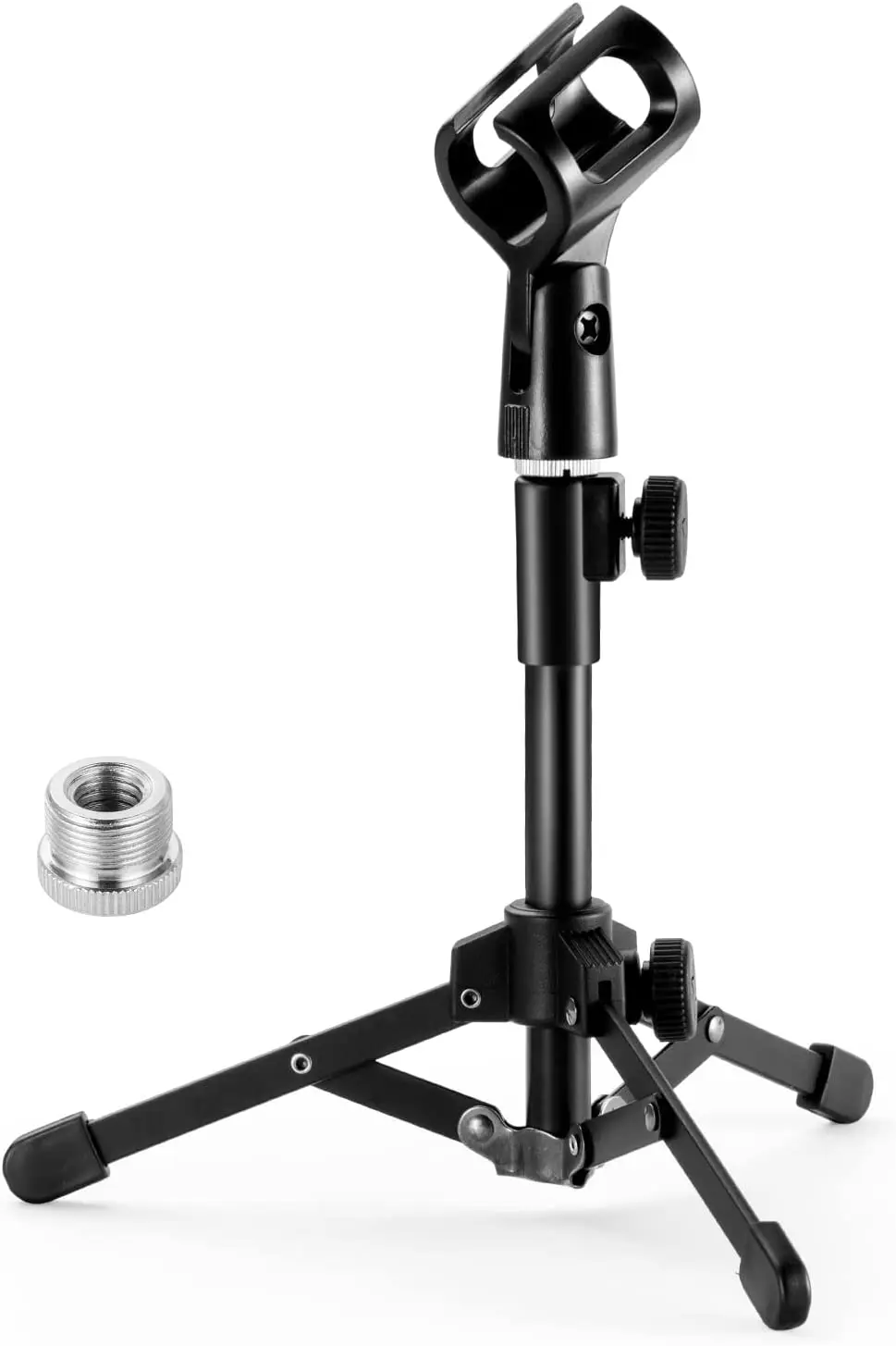 Extendable Microphone Tripod Stand, Mini Desktop Mic Stand with Microphone Clip, 5/8